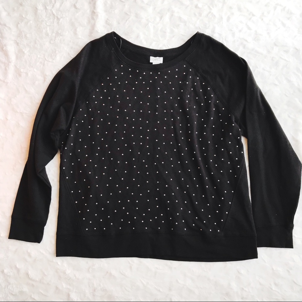 Black Sparkle Crewneck Sweatshirt with Sequins